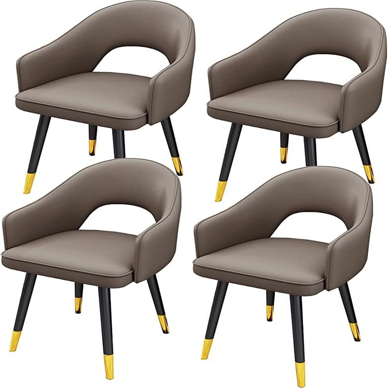 Dining Chair Kitchen Dining Room Furniture Chairs Dining Chairs Set Of 4,Water Proof Leather Kitchen Chairs with Carbon Steel Legs,Modern High Back Padded Soft Seat Living Room Armchairs (Color : Bla