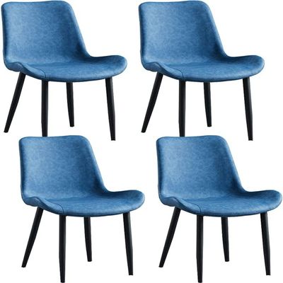 IBOWZ Dining Chair Kitchen Dining Room Furniture Chairs Modern PU Leather Dining Chair Set of 4 with Backrest Soft Padded Seat for Living Room Bedroom Kitchen (Color : Blue)