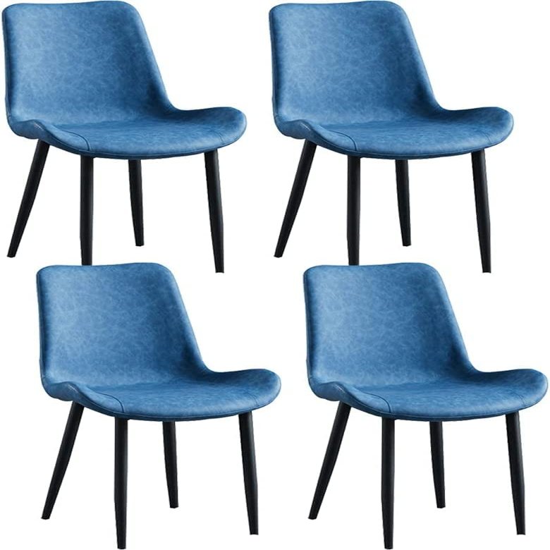 IBOWZ Dining Chair Kitchen Dining Room Furniture Chairs Modern PU Leather Dining Chair Set of 4 with Backrest Soft Padded Seat for Living Room Bedroom Kitchen (Color : Blue)