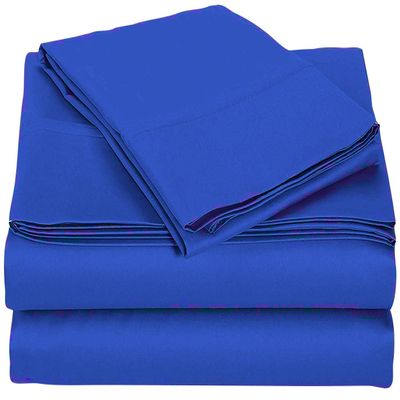 Velosso 4 Piece 100% Egyptian Cotton Sheet Set 1000 Thread Count 18 Inches Deep Pocket Sheet Set - Royal Blue Solid, Full