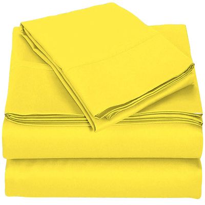 4 Piece 100% Egyptian Cotton Sheet Set 1000 Thread Count 18 Inches Deep Pocket Sheet Set - Yellow Solid, Twin