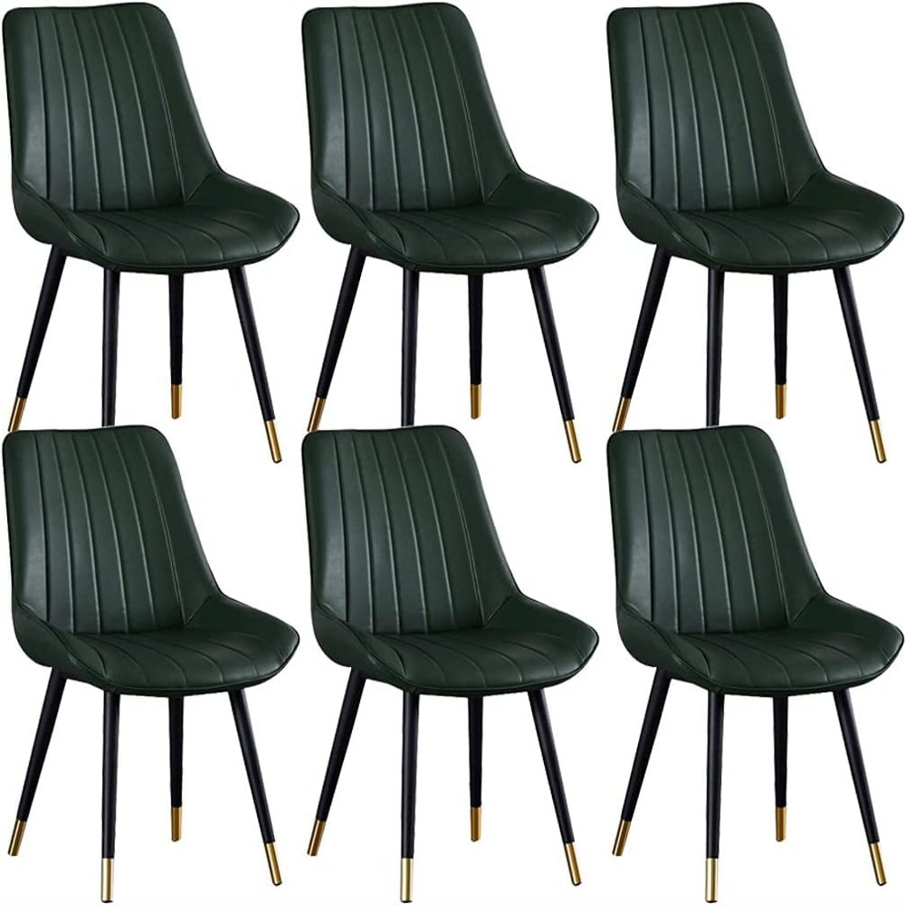 Dining Chair Kitchen Dining Room Furniture Chairs Kitchen Dining Chairs Set Of 6 Modern Mid Century Living Room Side Chairs with Metal Legs with PU Cushion Seat Back (Color : Yellow,Size : Black feet