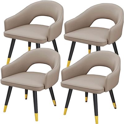 Dining Chair Kitchen Dining Room Furniture Chairs Dining Chairs Set Of 4,Water Proof Leather Kitchen Chairs with Carbon Steel Legs,Modern High Back Padded Soft Seat Living Room Armchairs (Color : Bla