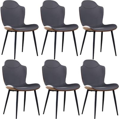 Dining Chair Kitchen Dining Room Furniture Chairs Modern Dining Chair Set Of 6 PU Leather Water Proof Soft Padded Seat Black Carbon Steel Legs For Living Room Bedroom Kitchen (Color : Blue+coffee)