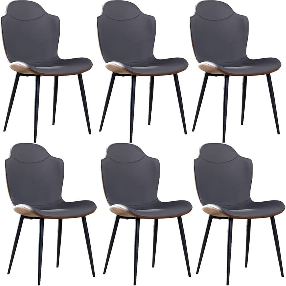 Dining Chair Kitchen Dining Room Furniture Chairs Modern Dining Chair Set Of 6 PU Leather Water Proof Soft Padded Seat Black Carbon Steel Legs For Living Room Bedroom Kitchen (Color : Blue+coffee)
