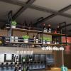 Ceiling Hanging Wine Glass Holder - Ceiling Shelf, Wall Shelf Ceiling Shelf European Hanging Plant Holder Wall Mounted Wine Cabinets Hanging Bottle Rack Hanging Storage Shelf ( Color : Black , Size : view 1