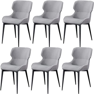 IBOWZ Dining Chair Kitchen Dining Room Furniture Chairs Dining Chairs Set of 6 Water Proof Leather Side Chairs with Carbon Steel Frame,Kitchen Living Room Lounge Counter Chairs (Color : Beige)