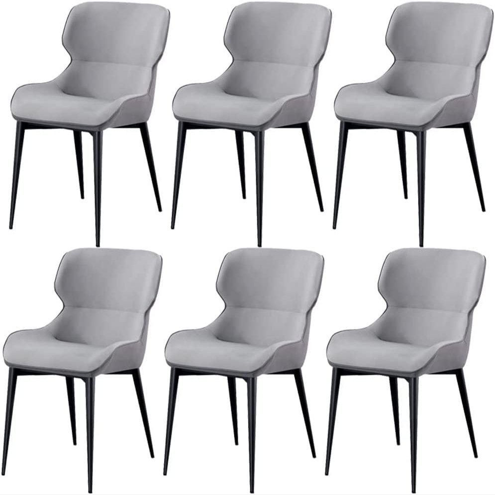 IBOWZ Dining Chair Kitchen Dining Room Furniture Chairs Dining Chairs Set of 6 Water Proof Leather Side Chairs with Carbon Steel Frame,Kitchen Living Room Lounge Counter Chairs (Color : Beige)