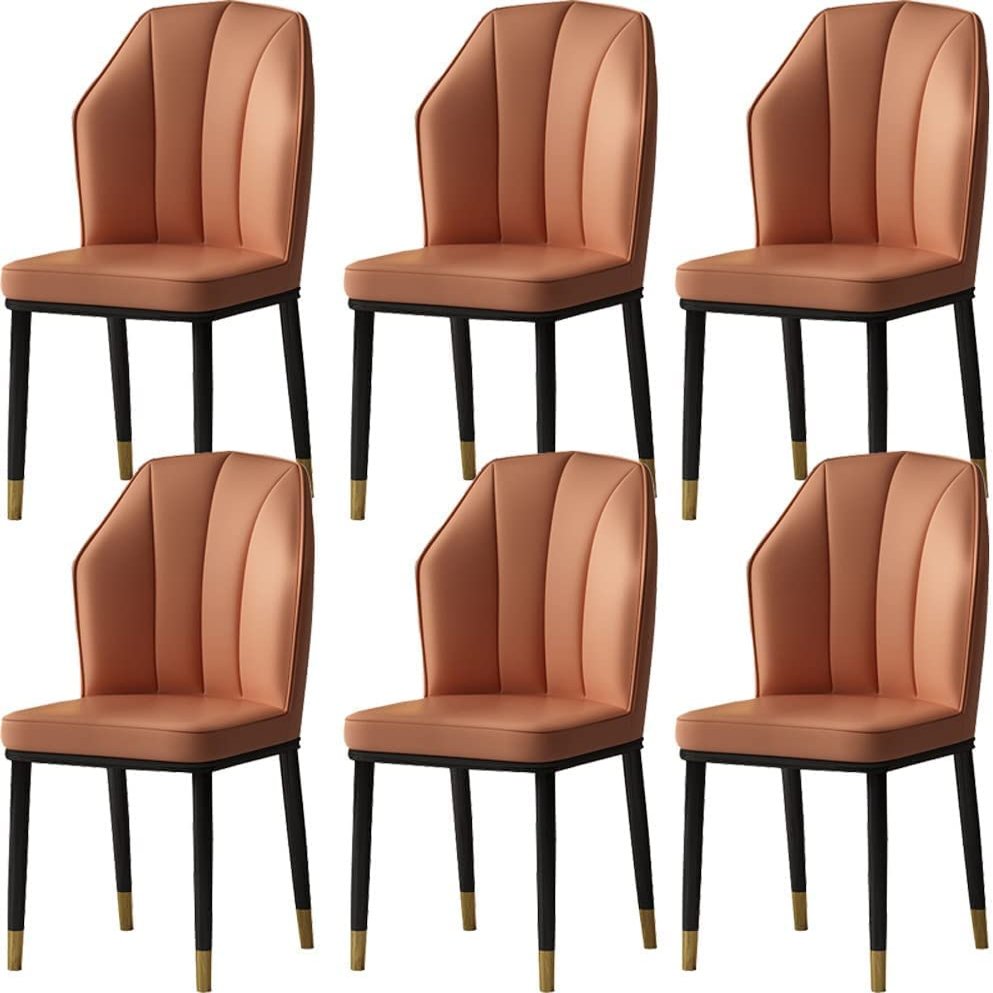 Dining Chair Kitchen Dining Room Furniture Chairs Modern Water Proof PU Leather Dining Chairs Set Of 6 Side Chair with Metal Legs for Living Room Bedroom Kitchen Reception Chair (Color : Dark gray)