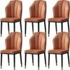 Dining Chair Kitchen Dining Room Furniture Chairs Modern Water Proof PU Leather Dining Chairs Set Of 6 Side Chair with Metal Legs for Living Room Bedroom Kitchen Reception Chair (Color : Dark gray) view 1