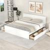 Hlcodca Stylish King Size Platform Bed with 4 Storage Drawers,Solid Wood Frame Platform Bed with Support Legs,for Kid Teens Adults Bedroom Furniture (White#B) view 1
