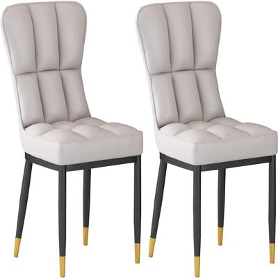 IBOWZ Dining Chair Set of 2 High Back Dining Chairs Leather Kitchen Chairs with Metal Legs