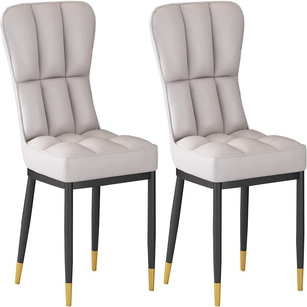 IBOWZ Dining Chair Set of 2 High Back Dining Chairs Leather Kitchen Chairs with Metal Legs