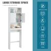 Bathroom Storage Cabinet, Over The Toilet Storage Cabinet Freestanding Home Bathroom Shelf Bathroom Organizer Toilet Cabinet with Double Door and Adjustable Shelf Wood Bathroom Space Saver view 3