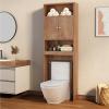 Modern Bathroom Cabinet, Freestanding Above Toilet Rack with Open Shelves Bathroom Shelf Over The Toilet Bathroom Cabinet Organizer with Adjustable Shelves and Double Doors view 1