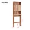 Modern Bathroom Cabinet, Freestanding Above Toilet Rack with Open Shelves Bathroom Shelf Over The Toilet Bathroom Cabinet Organizer with Adjustable Shelves and Double Doors view 2