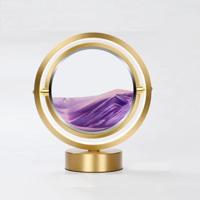 IMPREC Hourglass Table Lamp, 3D Hourglass Art Decorative Ornaments, Quicksand Painting Hourglass LED Art Decorative Sand Paintings Night Light Glass Hourglass Table Lamp Decoration (Color : Purple)