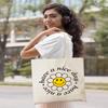 AUSVKAI Canvas Tote Bag Aesthetic for Women, Cute Trendy Have A Nice Day Reusable Cloth Cotton Bags with Handle for Grocery College Shopping Beach view 3