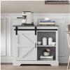 Saranya 18 Shop New White Modern Coffee Bar Cabinet Sliding Barn Door Sideboard Buffet Storage Table Bathroom Office Kitchen Cupboard Furniture Shelves Shelf 31.5" L x 13.8" Wx 32" H of Set view 1