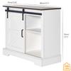 Saranya 18 Shop New White Modern Coffee Bar Cabinet Sliding Barn Door Sideboard Buffet Storage Table Bathroom Office Kitchen Cupboard Furniture Shelves Shelf 31.5" L x 13.8" Wx 32" H of Set view 2