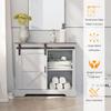 Saranya 18 Shop New White Modern Coffee Bar Cabinet Sliding Barn Door Sideboard Buffet Storage Table Bathroom Office Kitchen Cupboard Furniture Shelves Shelf 31.5" L x 13.8" Wx 32" H of Set view 4