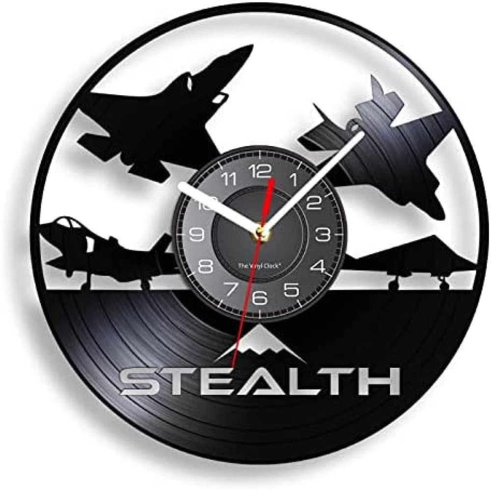 12 Inch Round Wall Clock Aircraft Vinyl Record Clock US Plane Army Jet Art Military Air Force Home Decor Clock Aviation Gift