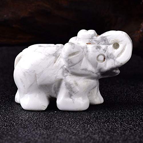 HXSCOO Handmade Carved Tangling Jade Elephant Gemstone Natural Crystal Figurine Good Luck Ornaments (Color : White Turquoise)