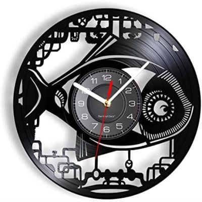 12 Inch Vinyl Record Wall Clock Vintage Steampunk Robot Fish Design Wall Clock Mechanical Fish Vinyl Record LP Clock Handmade Modern Wall Art Gear Fish Clock