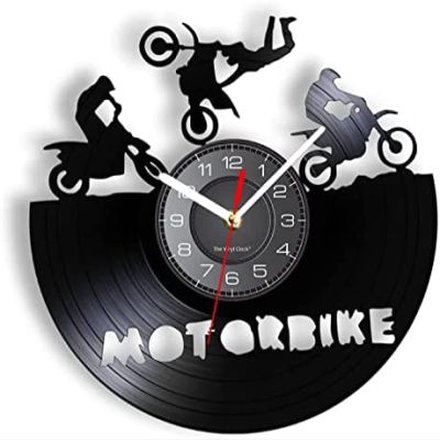12 Inch Vinyl Record Wall Clock Motocross Vinyl Record Wall Clock Motorbike Sport Home Decor Motorcycle Riders Off Road Dirt Bike Wall Watch Riders Gift