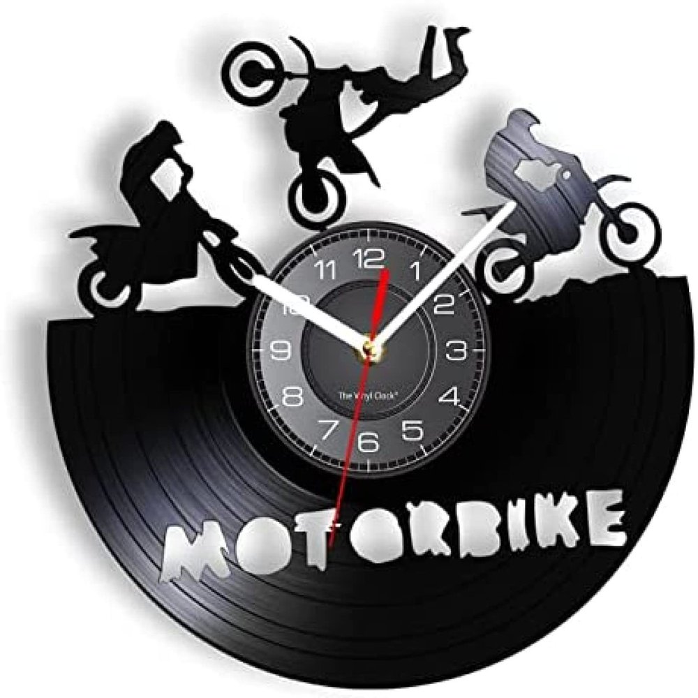 12 Inch Vinyl Record Wall Clock Motocross Vinyl Record Wall Clock Motorbike Sport Home Decor Motorcycle Riders Off Road Dirt Bike Wall Watch Riders Gift