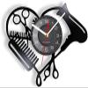 12 Inch Round Wall Clock Barber Shop Tools Vinyl Record Wall Clock Beauty Hair Salon Heart Shape Dryer Scissor Comb Hairstylist Design Silent Clock Watch view 1