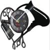 12 Inch Round Wall Clock Barber Shop Tools Vinyl Record Wall Clock Beauty Hair Salon Heart Shape Dryer Scissor Comb Hairstylist Design Silent Clock Watch view 2