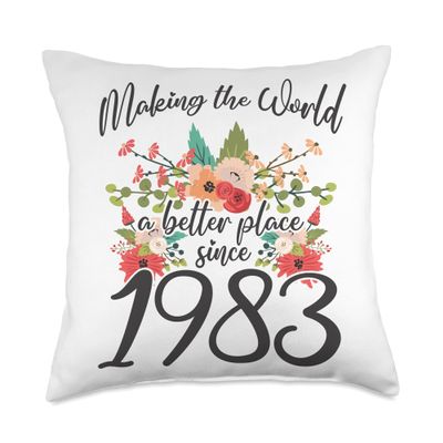 40 Birthday Making the world a better place since 1983 Throw Pillow