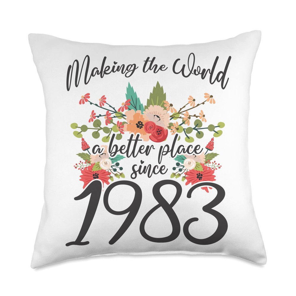 40 Birthday Making the world a better place since 1983 Throw Pillow