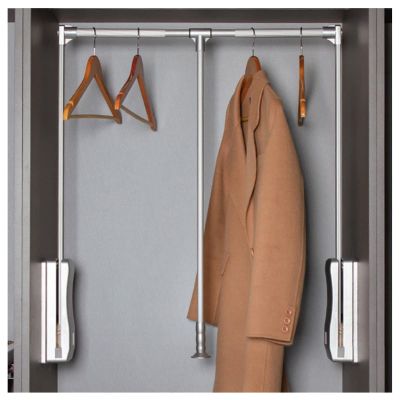 CHALKE Telescopic Hanger Pull-Down Wardrobe Trolley, Damping Cache Cloakroom Storage Bracket, Adjustable Width Fits Most Wardrobes, Load Capacity 20KG (Size : 830-1150mm)