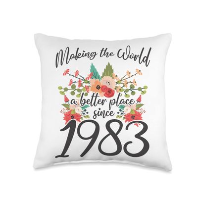 40 Birthday Making the world a better place since 1983 Throw Pillow