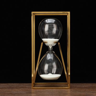Jayiaine Hourglass Sand Timer 60 Minutes, Sand Clock Sand Watch, Metal Sandglass Timer with White Sand Wedding Home Desk Office Classroom Decor,Brass