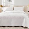 MarCielo 3-Piece 100% Cotton Oversized Bedspread Lightweight Quilt Coverlet Embroidery Farmhouse Bedding Set T0 (Bright White, Oversized King (118"x106")) view 1
