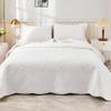 MarCielo 3-Piece 100% Cotton Oversized Bedspread Lightweight Quilt Coverlet Embroidery Farmhouse Bedding Set T0 (Bright White, Oversized King (118"x106")) view 2