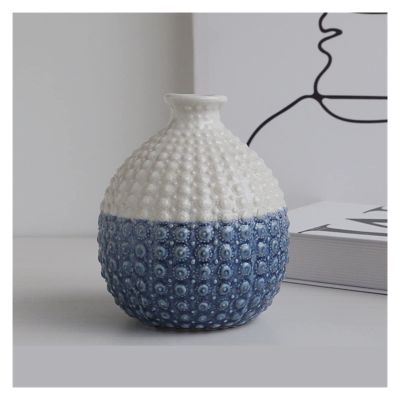 KIZQYN Flower Vase Nordic Style Ceramic Vase Decoration Homestay Living Room Small Mouth Flower Arrangement Hydroponic Vase Vase for Decor (Color : Bigblue Mug)
