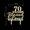JIEEIN 70 Years Blessed & Loved Cake Topper - 70th Birthday, Wedding Anniversary Party Decorations - Mirror Gold Acrylic view 4