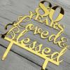 JIEEIN 80 Years Loved & Blessed Cake Topper - 80th Birthday, Wedding Anniversary Party Decorations - Mirror Gold Acrylic view 2