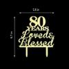 JIEEIN 80 Years Loved & Blessed Cake Topper - 80th Birthday, Wedding Anniversary Party Decorations - Mirror Gold Acrylic view 4