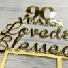 JIEEIN 90 Years Loved & Blessed Cake Topper - 90th Birthday, Wedding Anniversary Party Decorations - Mirror Gold Acrylic view 3