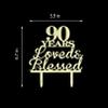 JIEEIN 90 Years Loved & Blessed Cake Topper - 90th Birthday, Wedding Anniversary Party Decorations - Mirror Gold Acrylic view 4