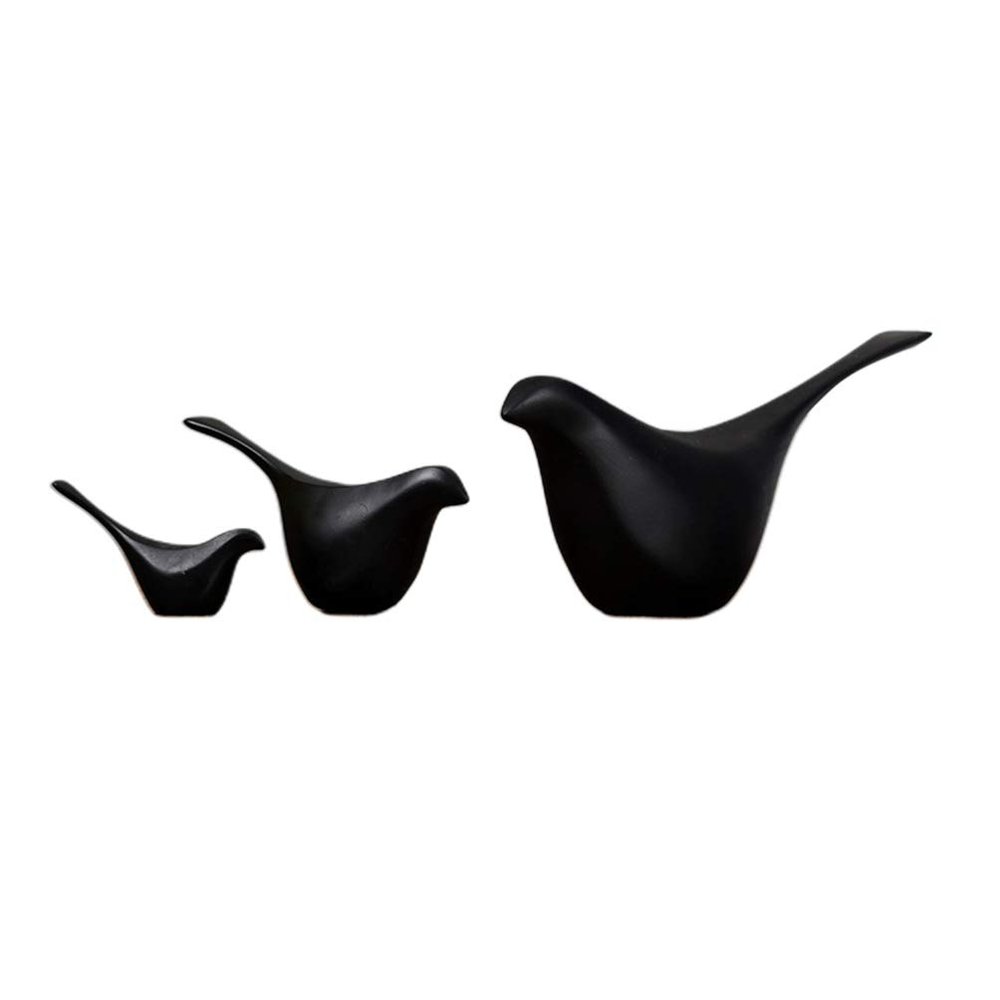 Homoyoyo 3pcs Elegant Black Resin Bird Ornament Chic Desktop Decor for Home Office Living Spaces for Bird and Aesthetic Photo Props Small Decorative Figurine