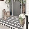 Black and White Outdoor Rug 3'x 5' Front Porch Rug Cotton Hand-Woven Striped Rug Machine Washable Indoor/Outdoor Area Rug Front Door Floor Mat for Farmhouse/Layered Door Mats/Living Room/Entryway view 1