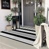 Black and White Outdoor Rug 3'x 5' Front Porch Rug Cotton Hand-Woven Striped Rug Machine Washable Indoor/Outdoor Area Rug Front Door Floor Mat for Farmhouse/Layered Door Mats/Living Room/Entryway view 1