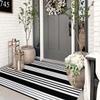 Black and White Outdoor Rug 3'x 5' Front Porch Rug Cotton Hand-Woven Striped Rug Machine Washable Indoor/Outdoor Area Rug Front Door Floor Mat for Farmhouse/Layered Door Mats/Living Room/Entryway view 4
