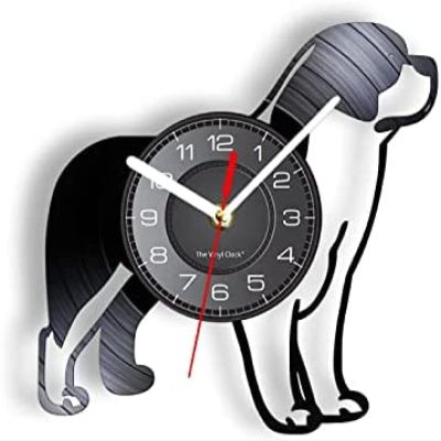 12 Inch Round Wall Clock Dog Vinyl Record Wall Clock for Pet Shop Puppy Dog Breed Album LP Record Home Decor Lover Owner Gift